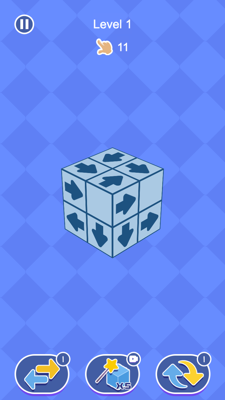 Level 1 with 11 taps left before the upper-right open block is selected.