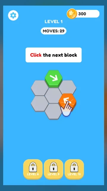 Arrow Game Tap Away Arrow Level 1 board after a tap with a tip to click the next block