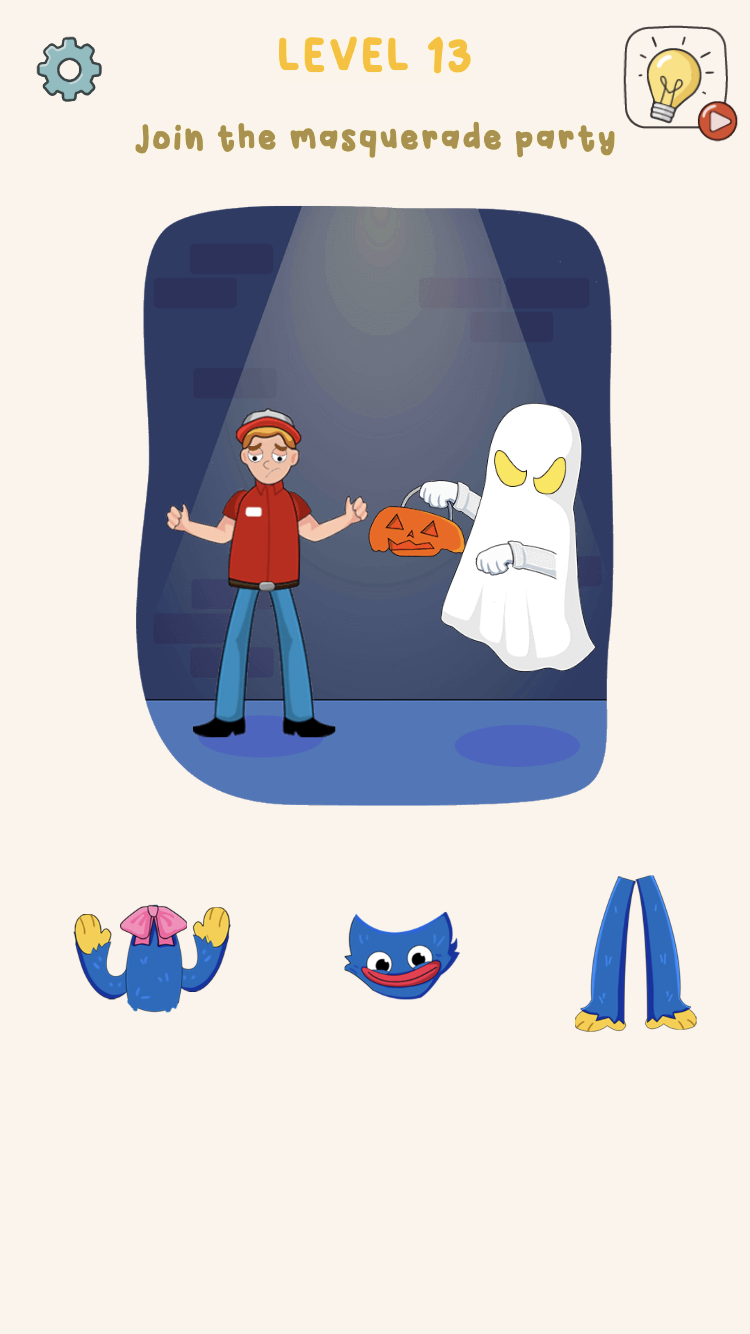 Brain Out Game later level with another unusual prompt and cartoon scene