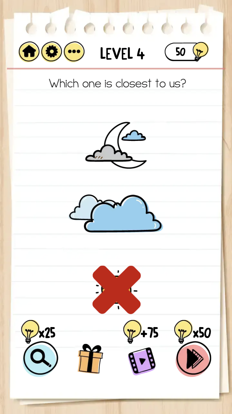 Brain Test Tricky Puzzles question card with another lateral-thinking challenge