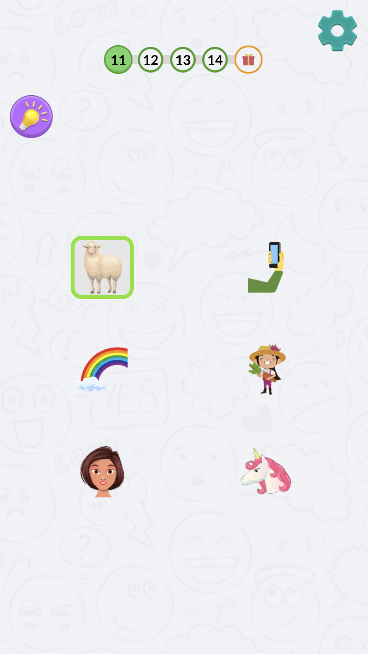 Connect Puzzle level showing more varied emoji association pairs