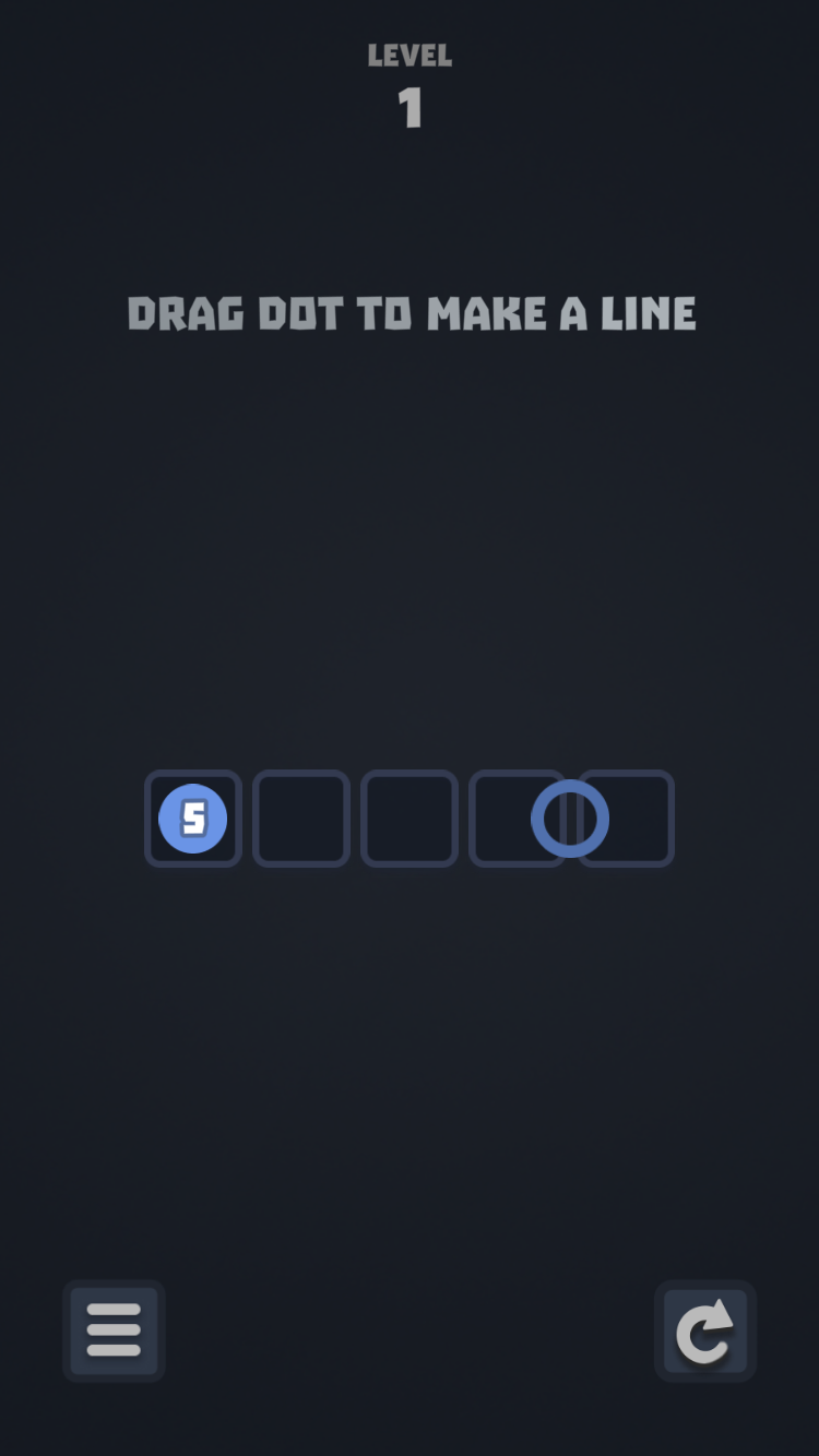 Cosmos Lines Level 1 tutorial reading Drag Dot to Make a Line above a space-themed grid and move counter