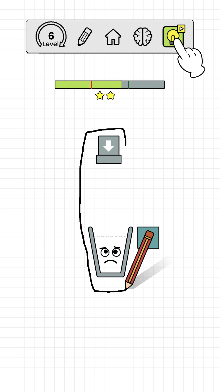 Happy Glass later level with another source, obstacle layout, and glass target