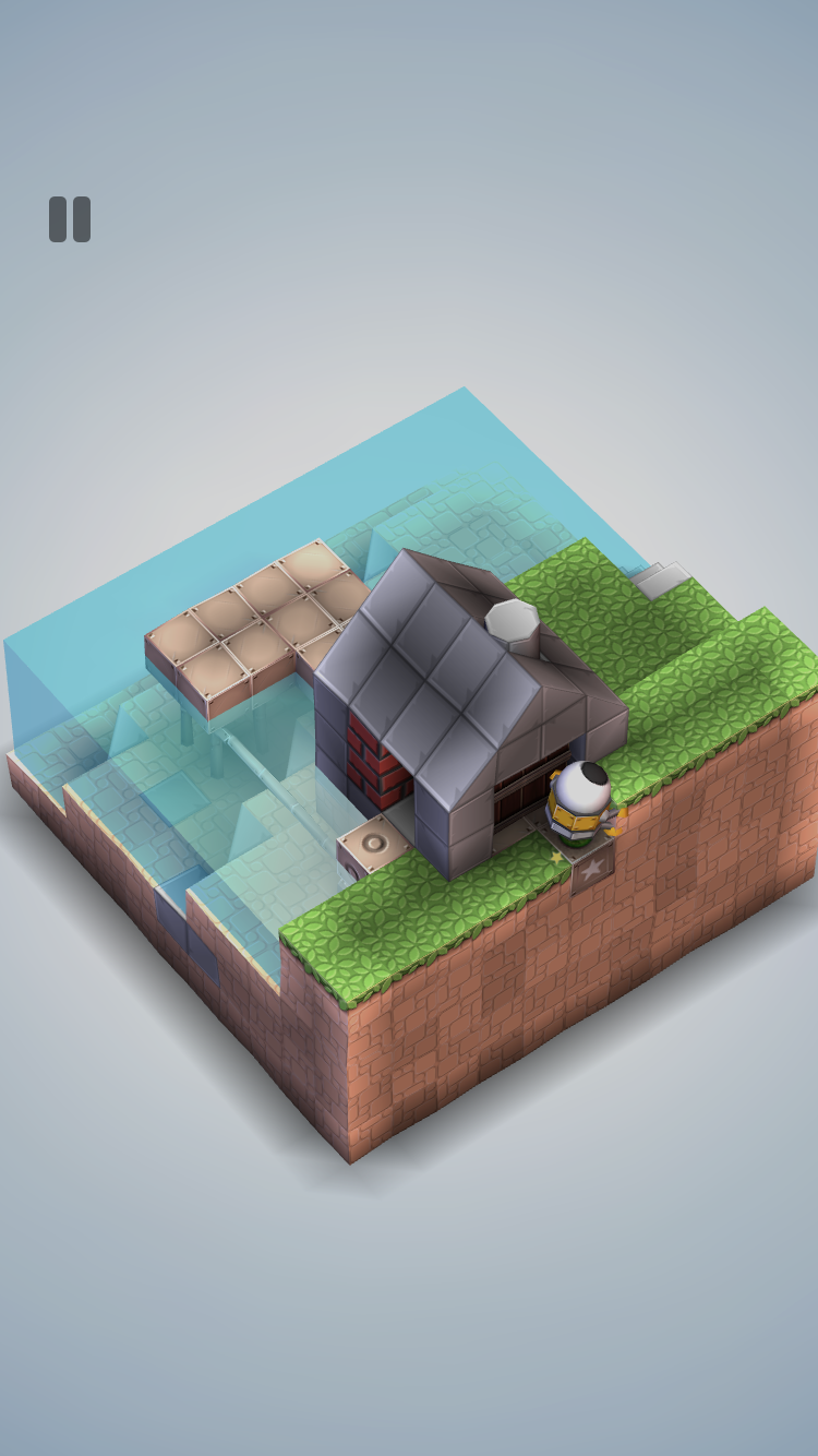 Mekorama isometric structure with a rotating mechanism and narrow paths