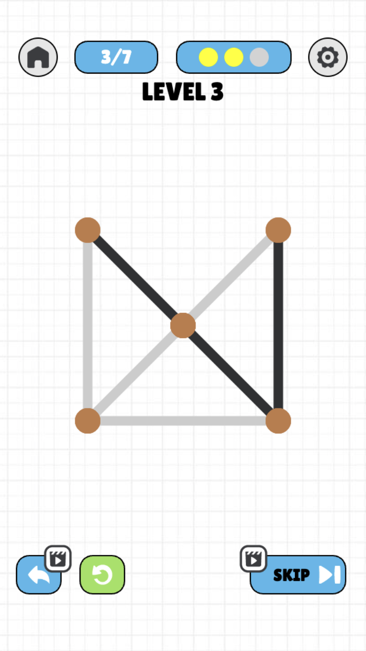 One Line Draw puzzle with another point-and-edge figure ready to trace