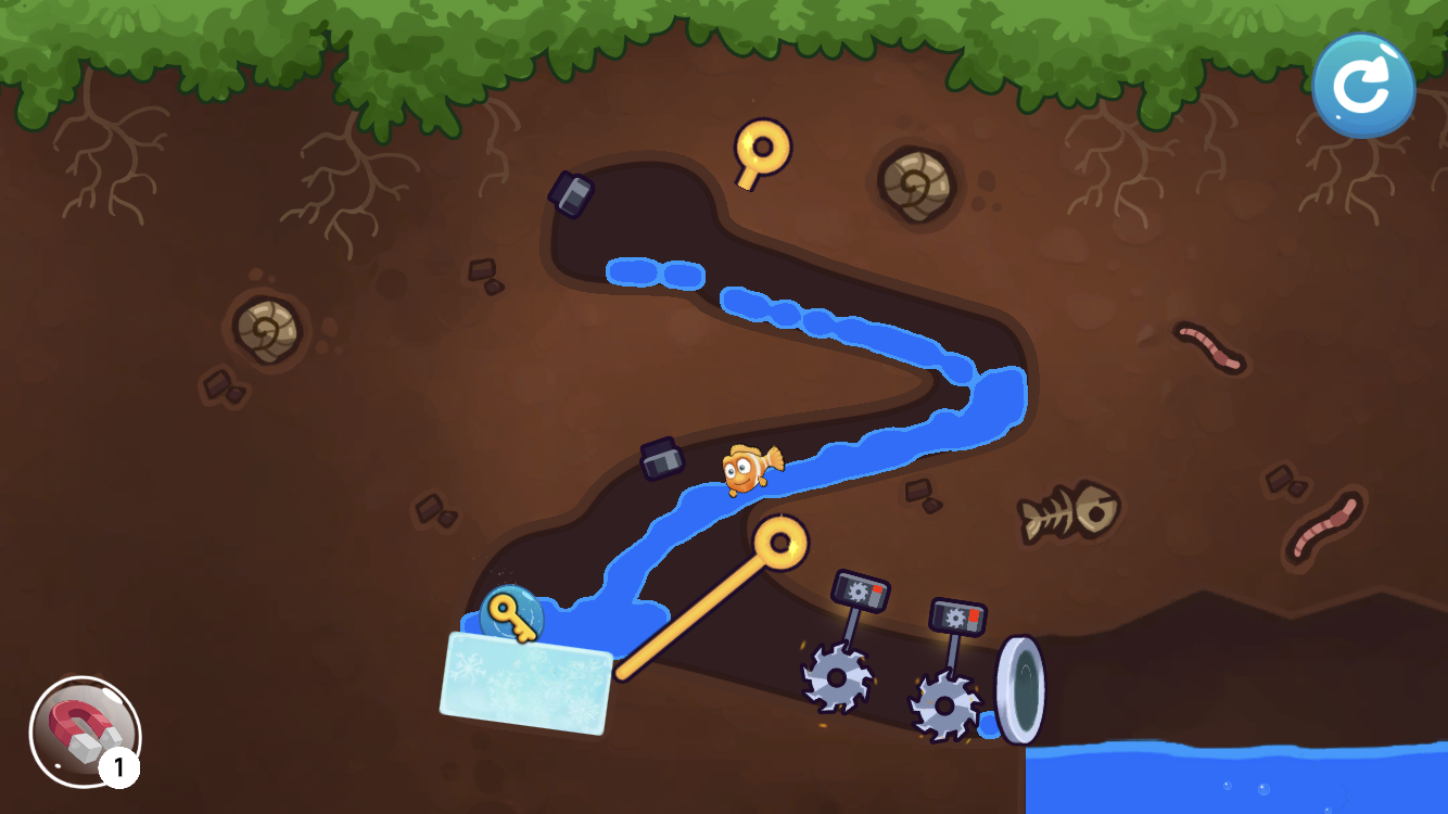 Rescue The Fish water-flow level routing blue water toward the fish