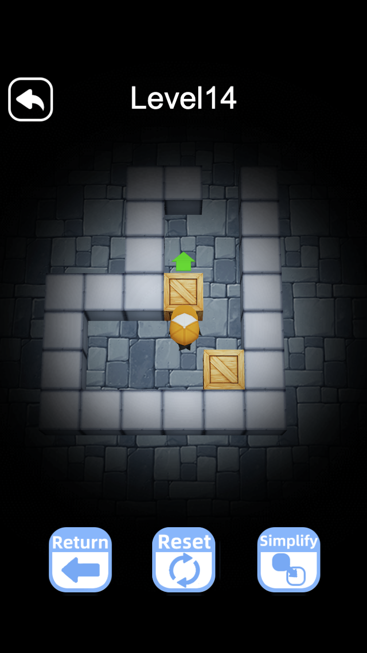 Sokoban Escape brick corridor containing crates and target routes