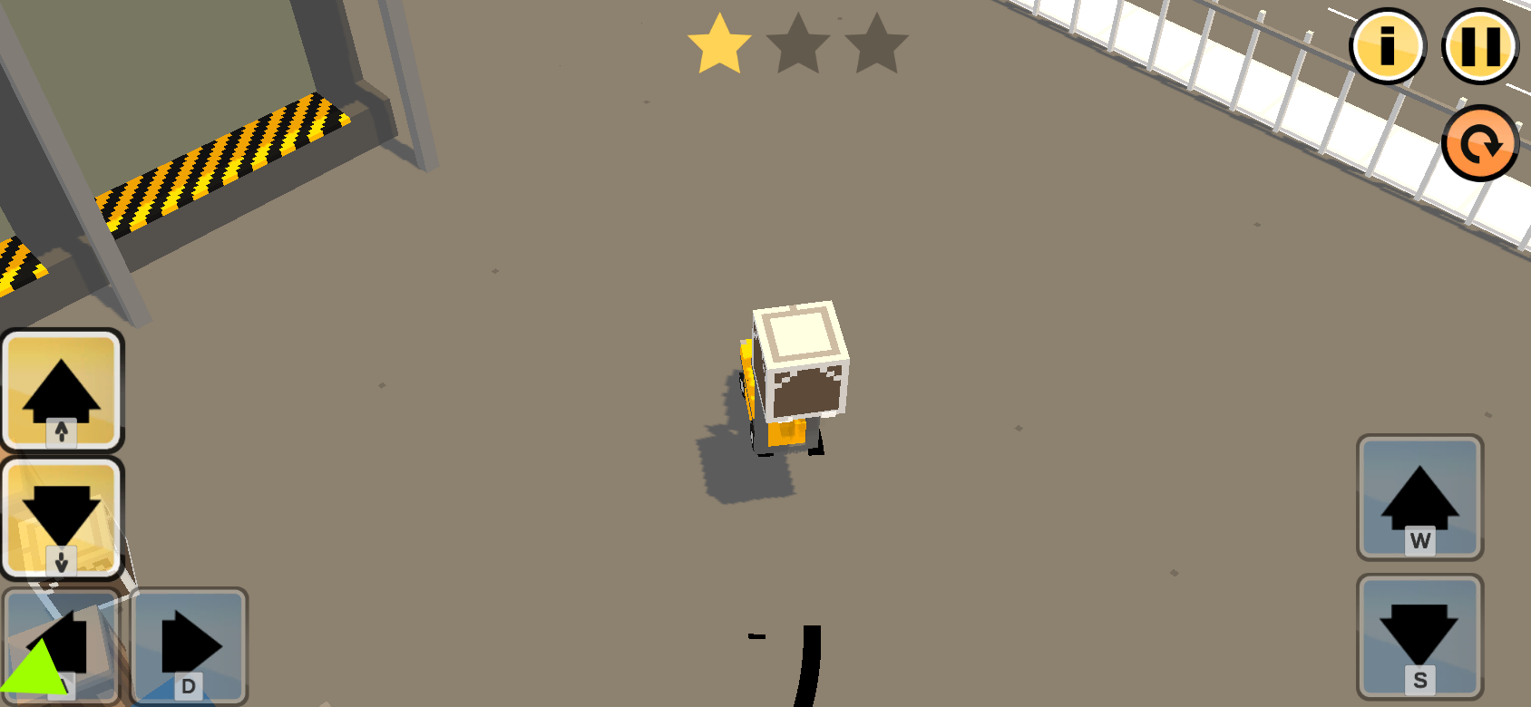 Super Crew gameplay with on-screen directional controls and one of three stars collected