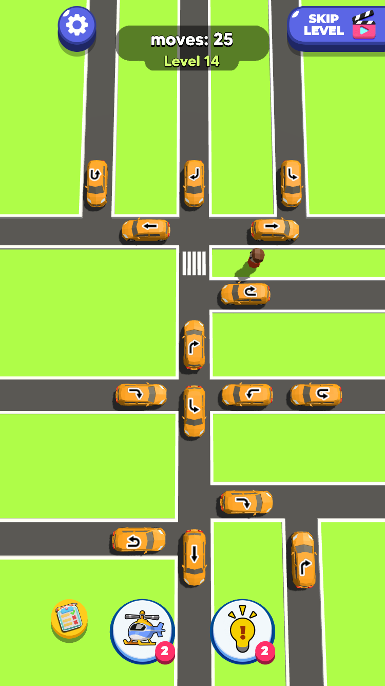 Traffic Escape Level 14 at its 25-move starting board.